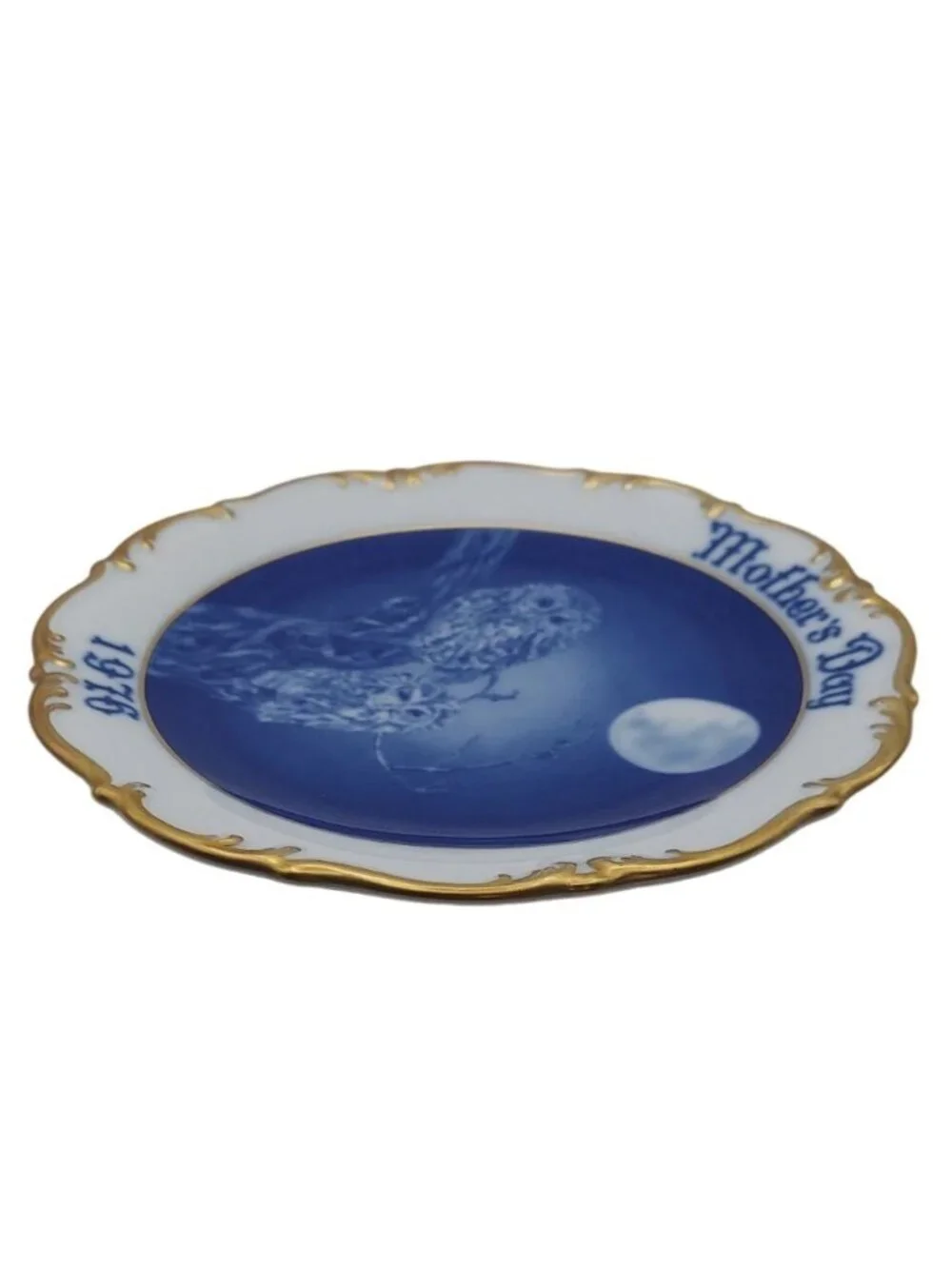 Vintage Dresden Porcelain Mothers Day Plate 1976 Owls Limited Edition Germany